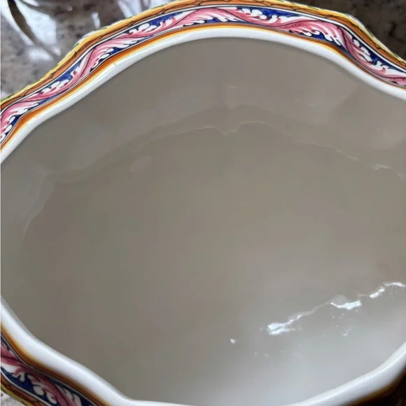 Ornate Hand painted Multicolor Ceramic Large Tureen - Picture 5 of 8